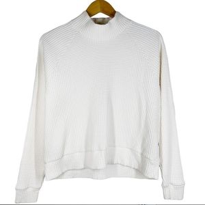 NorthFace Mock Neck Waffle Pullover in Ivory